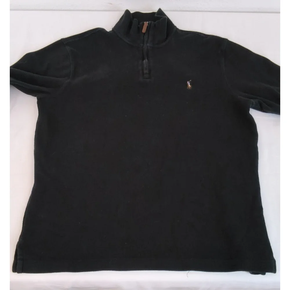 Polo Ralph Lauren Estate Rib 1/4 Zip Sweater Men's M Black Flesh Pony #W5409